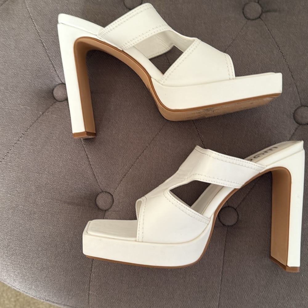 EGO White Heels Strappy Platform